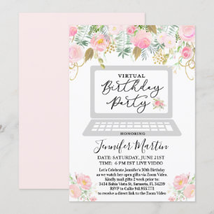 Invitation florale de fête d'anniversaire virtuell