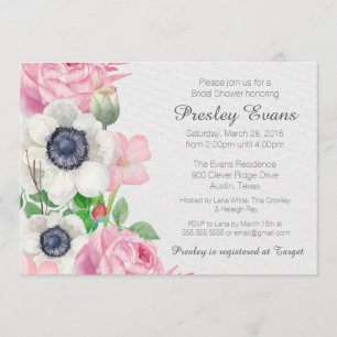 Invitation florale de Fête de la mariée d'anémone