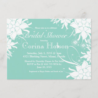 Invitation florale de Fête de la mariée d'Aqua