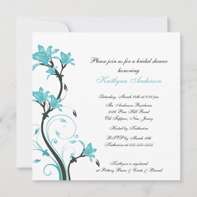 Invitation florale de Fête de la mariée de (Devant)