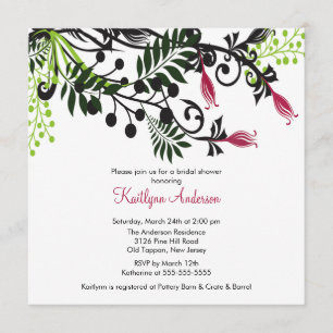 Invitation florale de Fête de la mariée de fleurs
