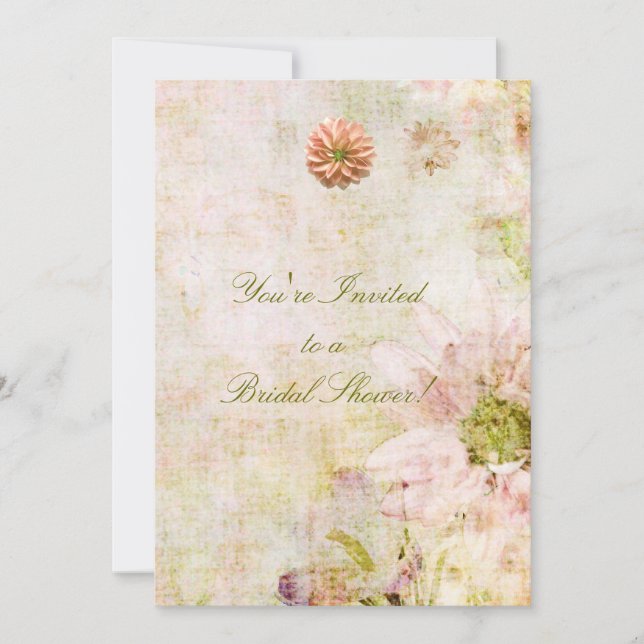 Invitation florale de Fête de la mariée de jardin (Devant)