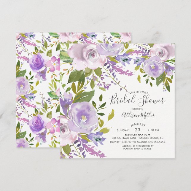 Invitation florale de Fête de la mariée de ressort (Devant / Derrière)