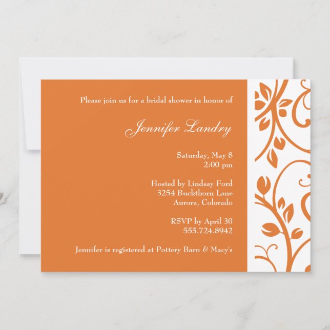 Invitation florale de Fête de la mariée de vigne (Devant)