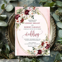 Invitation Florale de Luxe Boho Bourdon Blush Or