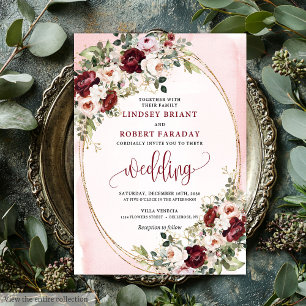 Invitation Florale de Luxe Boho Bourdon Blush Or