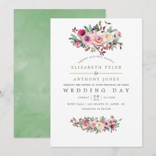 Invitation florale de mariage d'hiver