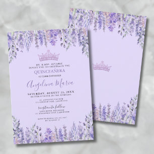 Invitation Florale de Quinceanera Mauve Lilas