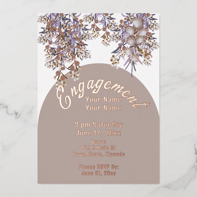 Invitation florale Elegant Chic Foil (Recto)