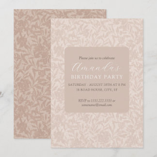 Invitation florale élégante neutre beige mocha