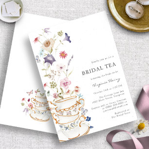 Invitation Florale Élégante pour un Thé de Mariée