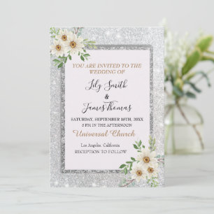Invitation florale faire-part de mariage-blanc