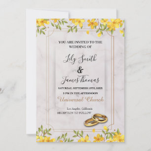 Invitation florale faire-part de mariage-Jaune