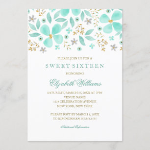 Invitation Florale Feuille de Menthe Dorée Sweet 1