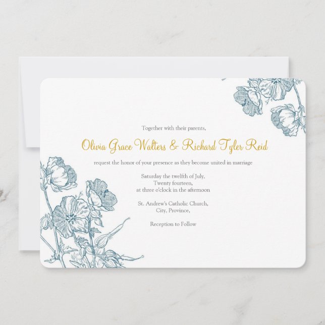 Invitation florale horizontale de 5 po x 7 po (Devant)