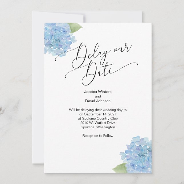 Invitation florale Hortensia Retardons notre date (Devant)