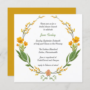 Invitation florale jaune de guirlande