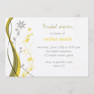 Invitation florale jaune et grise de charme