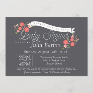 Invitation florale lunatique de baby shower, Rosey