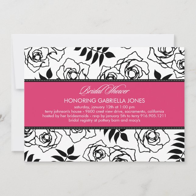 Invitation Florale moderne de douche nuptiale (ros (Devant)