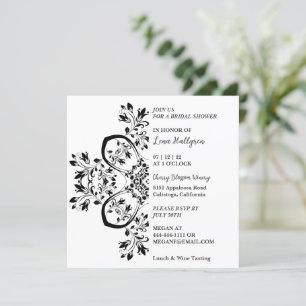 Invitation florale noire et blanche