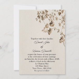Invitation Florale Parchemin vintage