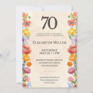 Invitation florale pour 70 ans – Conception élégan