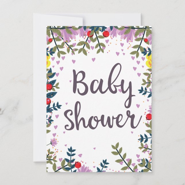 Invitation Florale pour Baby Shower (Dos)
