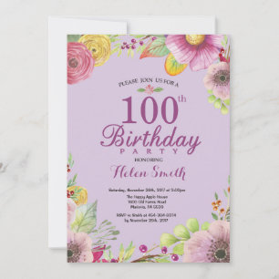Invitation Florale pour les 100 ans des Femmes Vio