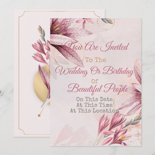 Invitation florale pour tout événement (Devant / Derrière)