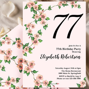 Invitation florale pour un 77e anniversaire en ros