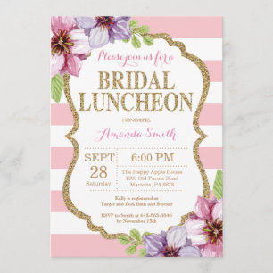 Invitation Florale pour un déjeuner nuptial rose e