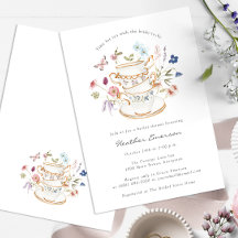 Invitation Florale pour un Thé de Mariage