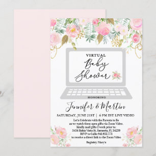 Invitation florale pour une baby shower virtuelle