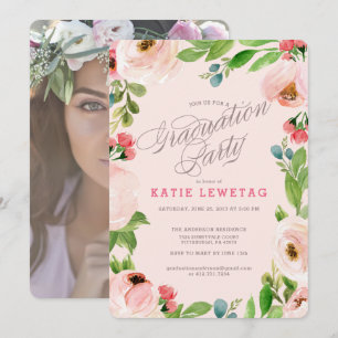INVITATION FLORALE ROSE DE FÊTE DE REMISE DES