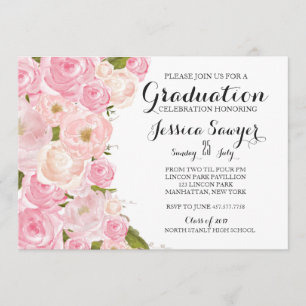 Invitation florale rose lumineuse de fête de
