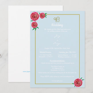 Invitation Florale Rouge moderne (Sikh Ek Onkar)