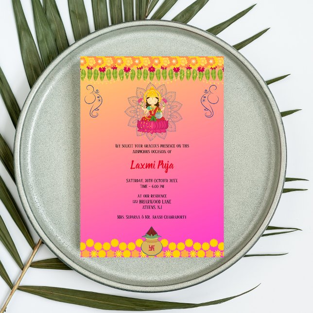 Invitation florale Shree Laxmi Puja (Créateur téléchargé)