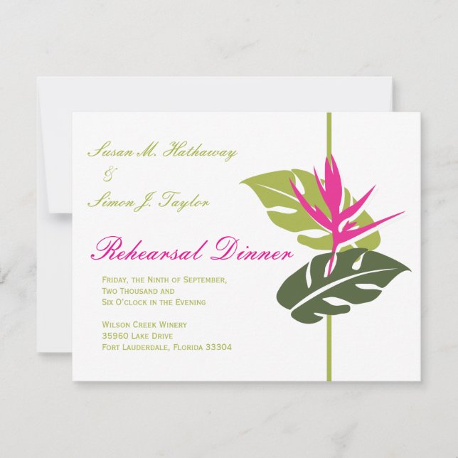 Invitation florale tropicale de dîner de (Devant)