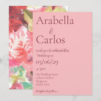 Invitation florale vibrante rose foncé