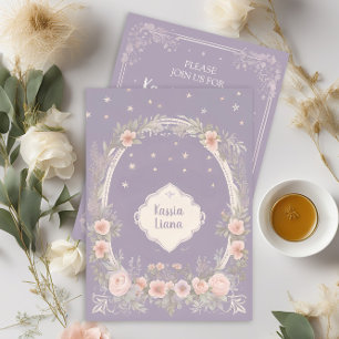 Invitation florale Whimsical violet et rose