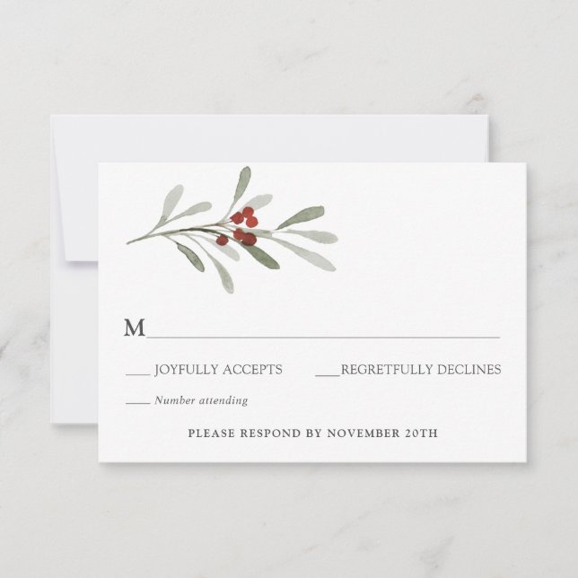 Invitation Florales d'hiver et mariage À feuillage persistant (Devant)