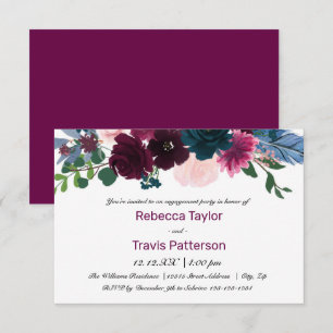 Invitation Florales Floraisons Prune - Fête de fiançailles 3x