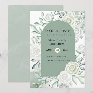 Invitation Florales Peintes Dusty Sage Enregistrer La Date