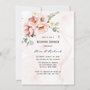 Invitation Florales roses Élégant Wedding shower d'Eucalyptus