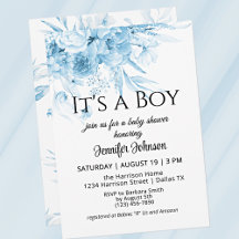 Florales Vintages douces Bleu C'est un Baby shower