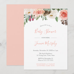 Invitation Florals Pods de semence Rustique Baby shower de fi