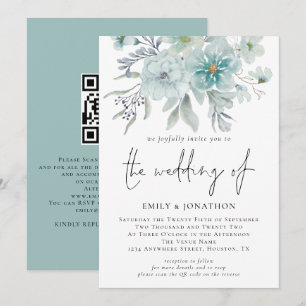 Invitation Floraux d'aquarelle de fond marin Mariage de code 