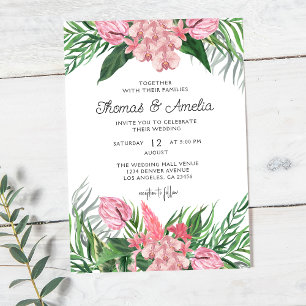 Invitation Flore à feuillage bleu Feuille de palme   Mariage 