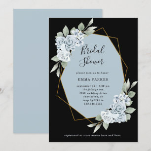 Invitation Flore bleu poussiéreux et Eucalyptus   FÊTE DES MA